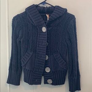 ❤️ Navy Free People Chunky Knit Hooded Sweater XS